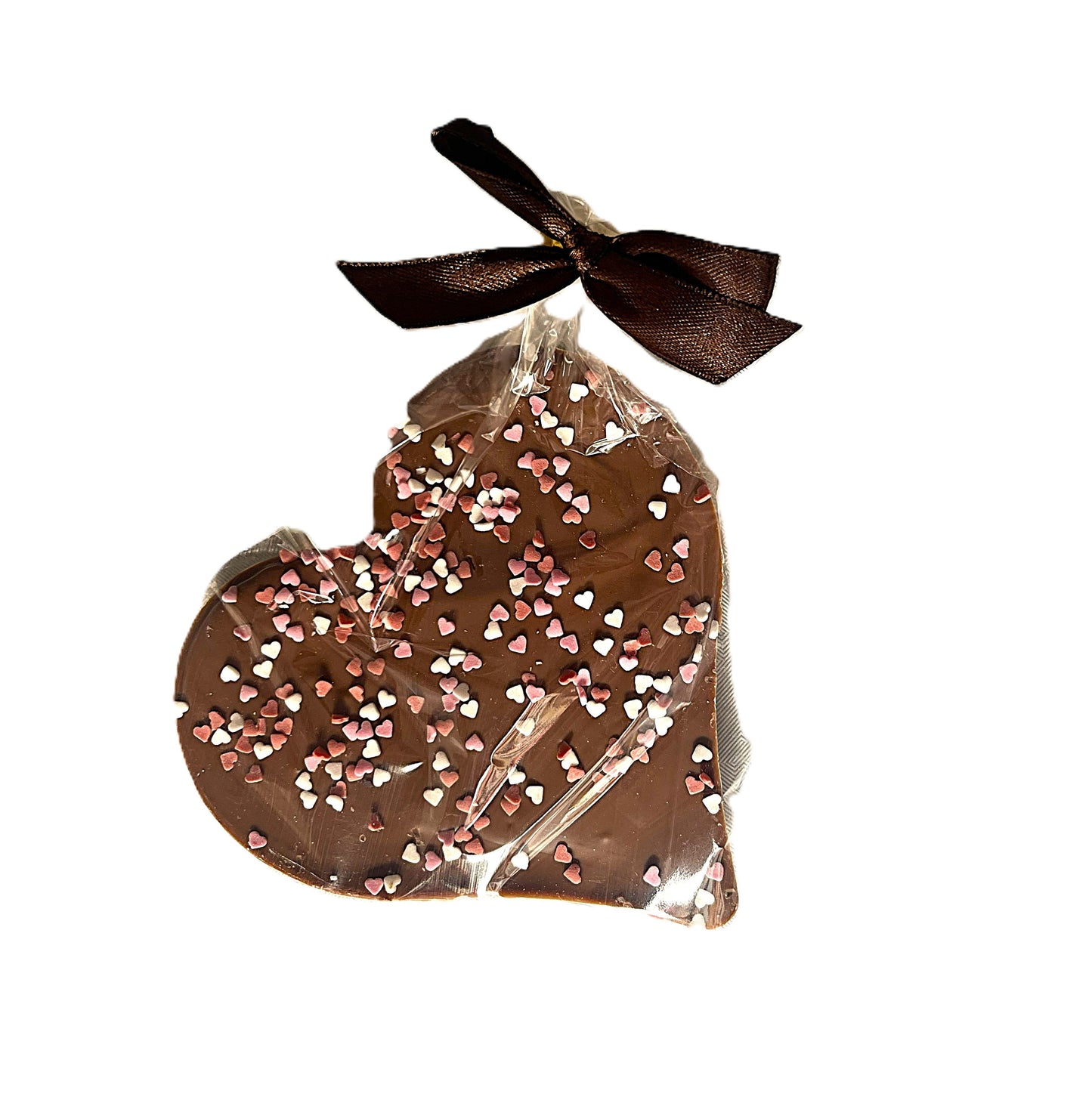 Шоколадово сърце с розов брокат